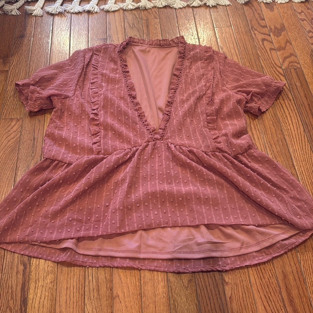 Dusty Pink Plunging V Neck Top